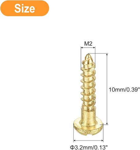 uxcell Wood Screws M2 x 10mm Slotted Round Head Brass Self-Tapping Screw 20 Pcs in Saudi Arabia