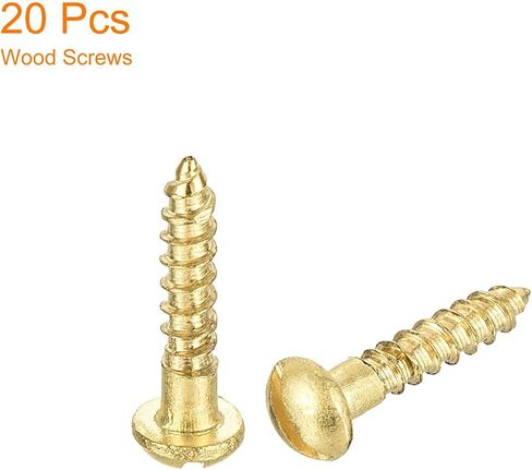 uxcell Wood Screws M2 x 10mm Slotted Round Head Brass Self-Tapping Screw 20 Pcs in Saudi Arabia