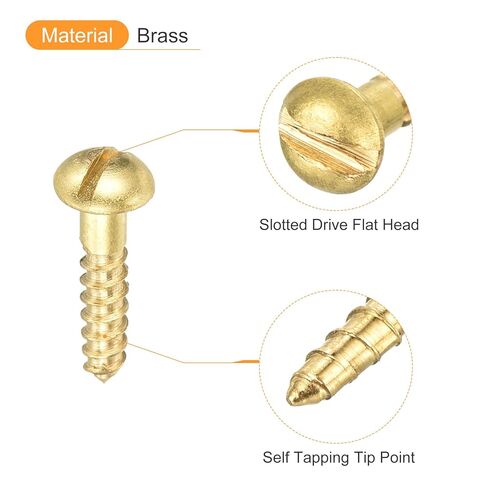 uxcell Wood Screws M2 x 10mm Slotted Round Head Brass Self-Tapping Screw 20 Pcs in Saudi Arabia