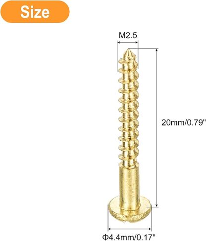 uxcell Wood Screws M2 x 10mm Slotted Round Head Brass Self-Tapping Screw 20 Pcs in Saudi Arabia