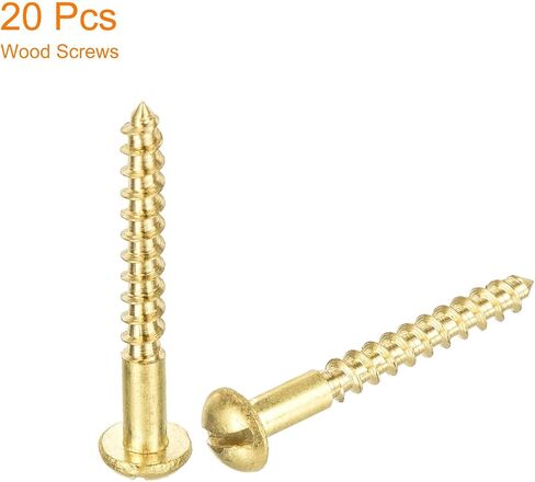 uxcell Wood Screws M2 x 10mm Slotted Round Head Brass Self-Tapping Screw 20 Pcs in Saudi Arabia