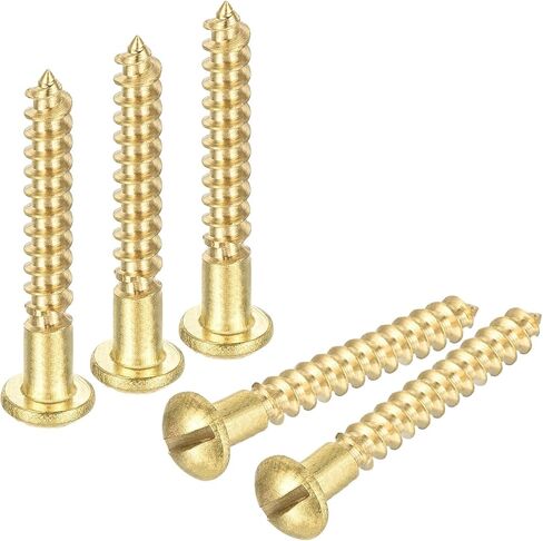 uxcell Wood Screws M2 x 10mm Slotted Round Head Brass Self-Tapping Screw 20 Pcs in Saudi Arabia