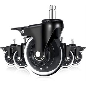 5Pcs Caster Wheels Swivel Rubber Caster Wheels Replacement Soft Safe Rollers Furniture Hardware(Wheel with Brake) in Saudi Arabia