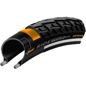 Continental Ride Tour Tyre - الفاصلة ، الأسلاك ، الأسود ، حزام الاستقراء ، E25 | 12 "، 16" ، 20 "، 24" 26 "، 27" ، 700 أو 700B أحجام in Kuwait