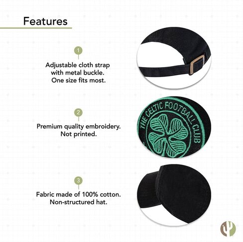 Desert Cactus Celtic FC Baseball Hat Scottish Bhoys Celts Football Football Brimmed Brimmed Servidered Hats Cap Capable Capal Close Comple (Style C1) Black in Saudi Arabia