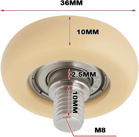 2pcs Rowing Machine Seat Wheel Nylon Roller Wheel With Bearing 8x36x10mm POM Drawer Slide Roller Track Wheel with M8 Thread in Saudi Arabia