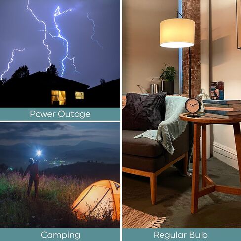 GE LED + LED Backup Battery LED مصابيح LED ، A21 مصباح الطوارئ القابل لإعادة الشحن لانقطاع التيار الكهربائي + مصباح يدوي ، أبيض ناعم (2 عبوة) in Saudi Arabia