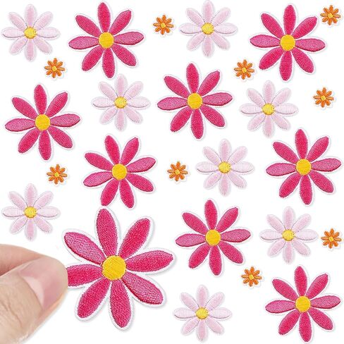 Lyrow 24 PCS 3 أحجام من الحديد الزهرة على بقع ملابس لطيفة مطرزة على بقع زين للأكياس ، والقبعات ، وظهر الظهر ، والملابس ، وزينة الملحقات DIY (بني ، أخضر ، بيج) in Kuwait