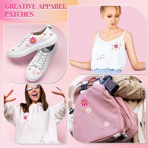 Lyrow 24 PCS 3 أحجام من الحديد الزهرة على بقع ملابس لطيفة مطرزة على بقع زين للأكياس ، والقبعات ، وظهر الظهر ، والملابس ، وزينة الملحقات DIY (بني ، أخضر ، بيج) in Kuwait