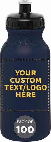 DISCOUNT PROMOS Custom 20 oz. Water Bottles with Push Cap Set of 10, Personalized Bulk Pack - Perfect for Gym, Hiking, Camping, Outdoor Sports - White in Saudi Arabia
