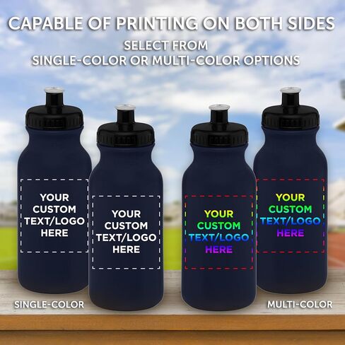 DISCOUNT PROMOS Custom 20 oz. Water Bottles with Push Cap Set of 10, Personalized Bulk Pack - Perfect for Gym, Hiking, Camping, Outdoor Sports - White in Saudi Arabia