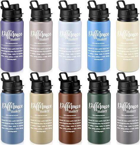 Shellwei 10 Pcs Thank You Appreciation Gifts 20 oz Aluminum Water Bottles Bulk Lightweight Sports Water Bottles Inspirational Tumbler Mug with Snap Lids for Employee Team Travel Gym(Mixed Color) in Saudi Arabia