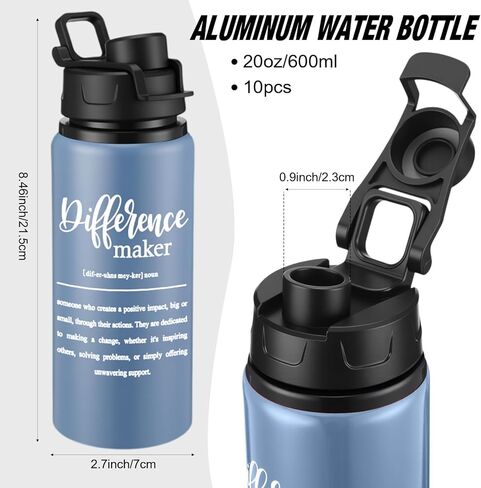 Shellwei 10 Pcs Thank You Appreciation Gifts 20 oz Aluminum Water Bottles Bulk Lightweight Sports Water Bottles Inspirational Tumbler Mug with Snap Lids for Employee Team Travel Gym(Mixed Color) in Saudi Arabia