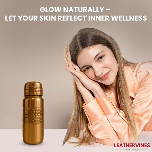 Leathervine 100% Pure Copper Water Bottle for Drinking 64 oz with Lid| Leak Proof Ayurvedic Vessel to Support Digestion, Immunity | Lightweight, Eco-Friendly, Travel Use, Best Gift for Wellness Lovers in Saudi Arabia