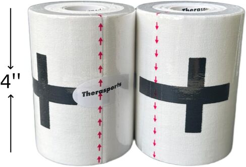 2 Rolls Faith Cross Turf Tape Football - Extra Wide Christian Athletic Turf Tape - Ultra Sticky & Latex Free, Protects from Turf Burn, Waterproof & Flexible (White & Black, 4 inch) in Saudi Arabia