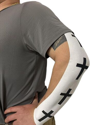 2 Rolls Faith Cross Turf Tape Football - Extra Wide Christian Athletic Turf Tape - Ultra Sticky & Latex Free, Protects from Turf Burn, Waterproof & Flexible (White & Black, 4 inch) in Saudi Arabia