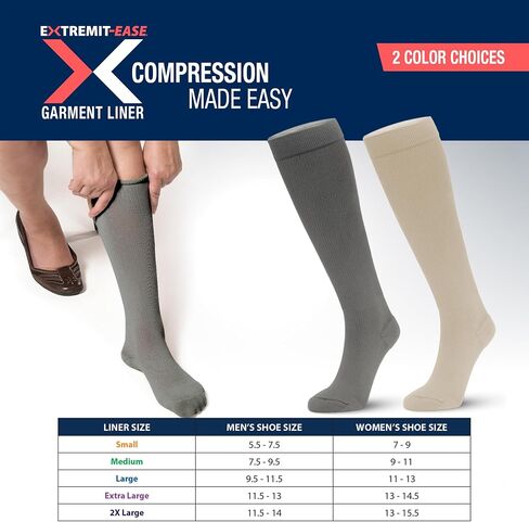 Garment Liner, Unisex, Light Foot-to-Ankle Compression, Tan & Grey, Small - XXLarge, 1 2 4 Undersocks/Pack in Saudi Arabia
