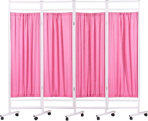 Hospital Privacy Screen,Folding Privacy Screen,Mobile Room Dividers,Privacy Separator Wall Temporary Fence,for Emergency Room Ward Hospital Beauty Salon(Pink,3 Panel) (Pink 3 Panel) in Saudi Arabia