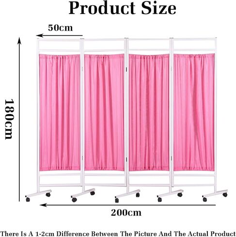 Hospital Privacy Screen,Folding Privacy Screen,Mobile Room Dividers,Privacy Separator Wall Temporary Fence,for Emergency Room Ward Hospital Beauty Salon(Pink,3 Panel) (Pink 3 Panel) in Saudi Arabia