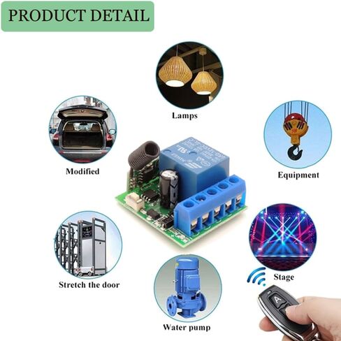 433mhz Remote, 12v Remote Control Switch, DC 12V 1CH 433Mhz RF Wireless Relay Module Remote Control Momentary Switch Transmitter and Receiver for Entrance Control, Car Light 164ft Long Range in Saudi Arabia