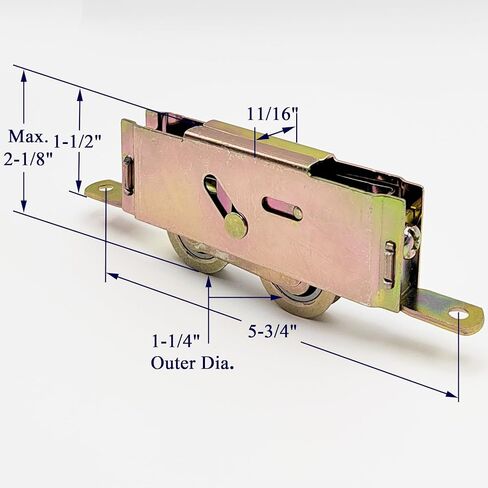 2 Pack Sliding Patio Door Tandem Roller Assembly Fits for Truth P/N #31761A & #30410, Milgard, Marvin, Jeld-Wen, 5-3/4" Screw Hole Centers, 1-1/4" Steel Ball Bearing, Side Adjustment in Kuwait