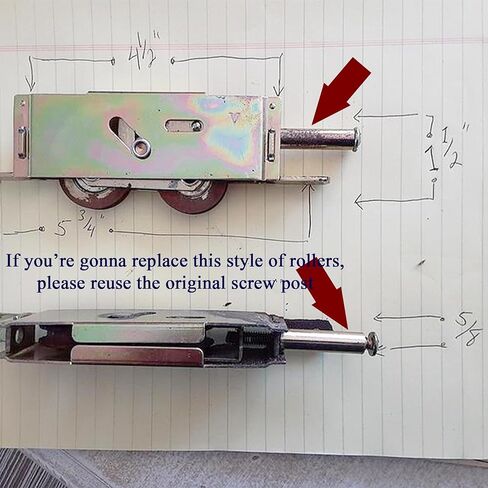 2 Pack Sliding Patio Door Tandem Roller Assembly Fits for Truth P/N #31761A & #30410, Milgard, Marvin, Jeld-Wen, 5-3/4" Screw Hole Centers, 1-1/4" Steel Ball Bearing, Side Adjustment in Kuwait