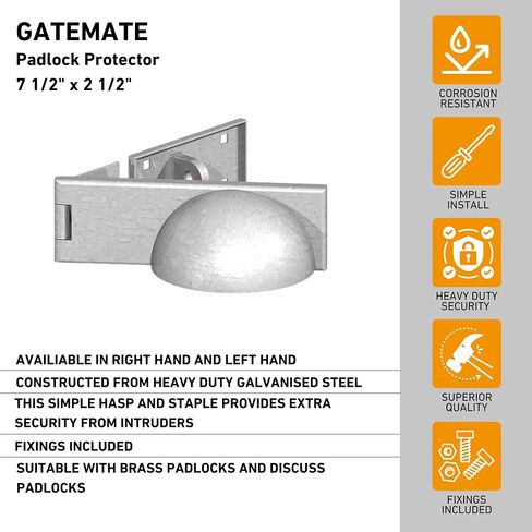 Gatemate® حامي القفل اليمنى | الصلب المجلفن | درع قفل بوابة الأمن عالي الأمن | تصميم دائم مقاوم للصدأ | يحمي القفل من العبث والطقس in Saudi Arabia