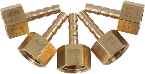 X AUTOHAUX 4mm Hose ID X 1/4'' NPT Female Pipe Car Brass Hose Tail Barb Fitting Connector for Joiner Air Water Fuel Pipe - 5 Pcs in Saudi Arabia