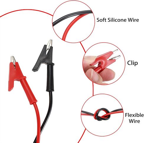 Sumnacon Dual Ended Crocodile Alligator Clips, 15A Test Lead Wire Cable with Insulators Clips, 4 Pcs 6.6 Ft/2M Test Flexible Cable with Protective Jack Copper Clamps for Electrical Testing in Saudi Arabia