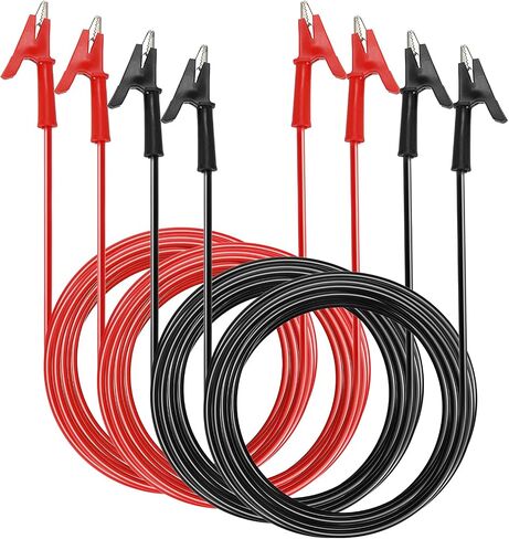 Sumnacon Dual Ended Crocodile Alligator Clips, 15A Test Lead Wire Cable with Insulators Clips, 4 Pcs 6.6 Ft/2M Test Flexible Cable with Protective Jack Copper Clamps for Electrical Testing in Saudi Arabia
