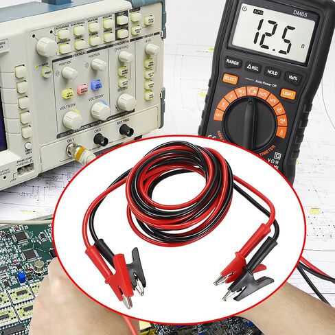 Sumnacon Dual Ended Crocodile Alligator Clips, 15A Test Lead Wire Cable with Insulators Clips, 4 Pcs 6.6 Ft/2M Test Flexible Cable with Protective Jack Copper Clamps for Electrical Testing in Saudi Arabia