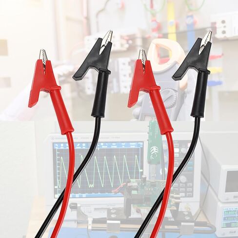 Sumnacon Dual Ended Crocodile Alligator Clips, 15A Test Lead Wire Cable with Insulators Clips, 4 Pcs 6.6 Ft/2M Test Flexible Cable with Protective Jack Copper Clamps for Electrical Testing in Saudi Arabia