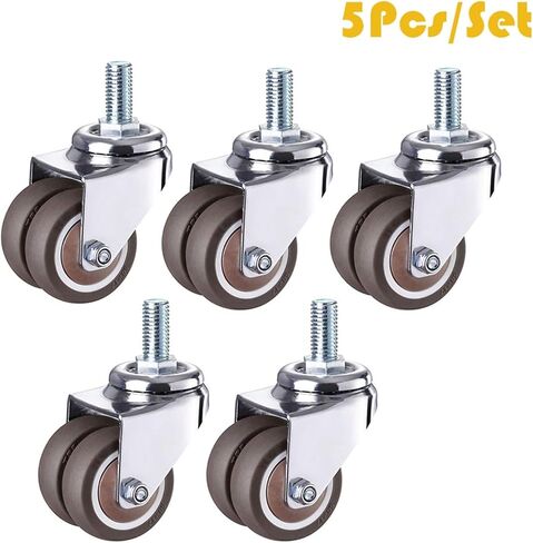 5Pcs/Set Heavy Duty 2inch Swivel Stem Rubber Caster Wheels M12 X 25mm Casters Replacement in Saudi Arabia