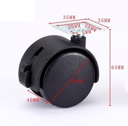 4Pcs Furniture Wheel Furniture Caster 40mm 48mm Plate with Brake Swivel Castor Wheels Replace(30mm) in Saudi Arabia