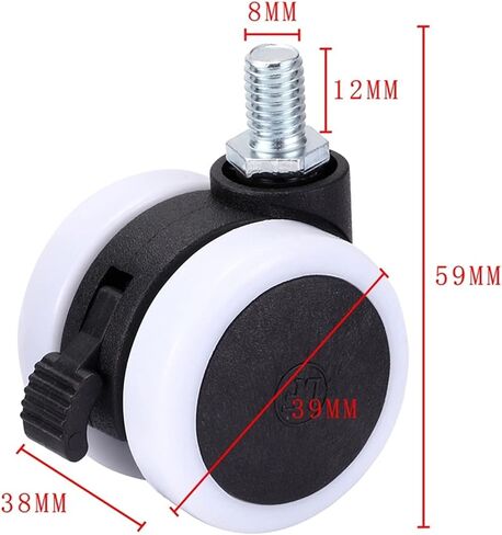 4pcs 40mm 1.5 بوصة كتم الصوت العالمي عجلات أثاث عجلة العجلات Caster Castor استبدال الثقيلة (صفيحة بدون فرامل) in Saudi Arabia