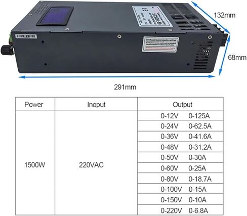 1500w Switching Power Supply with Or Withought Display AC-DC12v 13.8v 24v 36v 48v 60v 72v 80V(110V-0-80V 0-18.7A) in Kuwait
