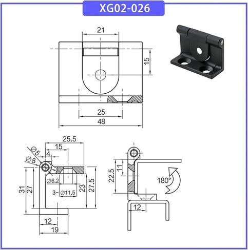 XG02-026 Zinc Alloy L-Shaped Right Angle Hinge is Used 1Pcs in Saudi Arabia