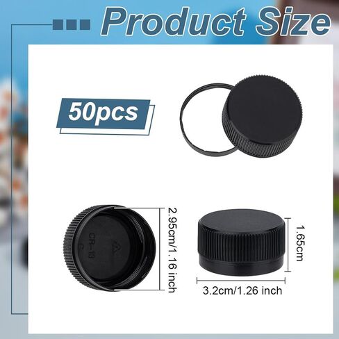 Olycraft 50pcs أغطية زجاجة بلاستيكية أبيض المسمار المسمار 26 ملم قطر داخلي قطرها إشراق أغطية تخزين البلاستي in Kuwait