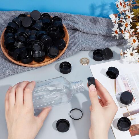 Olycraft 50pcs أغطية زجاجة بلاستيكية أبيض المسمار المسمار 26 ملم قطر داخلي قطرها إشراق أغطية تخزين البلاستي in Kuwait