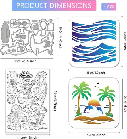 GLOBLELAND Ocean Jellyfish Clear Stamps Cutting Dies PET Painting Stencils for Card Making Summer Bubbles Silicone Stamp Metal Greetings Die Cuts PET Paint Stencils for DIY Scrapbooking in Saudi Arabia