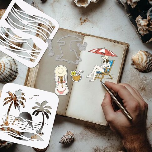GLOBLELAND Ocean Jellyfish Clear Stamps Cutting Dies PET Painting Stencils for Card Making Summer Bubbles Silicone Stamp Metal Greetings Die Cuts PET Paint Stencils for DIY Scrapbooking in Saudi Arabia