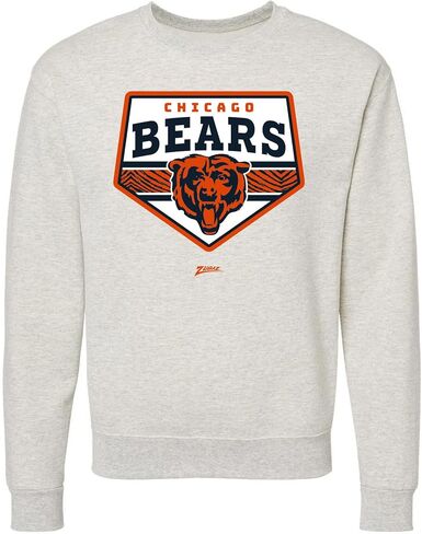 Zubaz NFL Unisex Adult Men's & Women's Pullover Fleece Crew Neck Sweatshirt - Oatmeal Heather, Black in Saudi Arabia