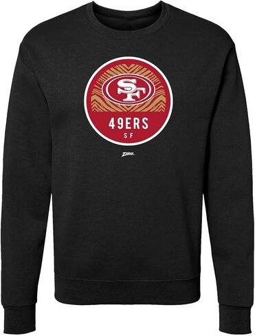Zubaz NFL Unisex Adult Men's & Women's Pullover Fleece Crew Neck Sweatshirt - Oatmeal Heather, Black in Saudi Arabia