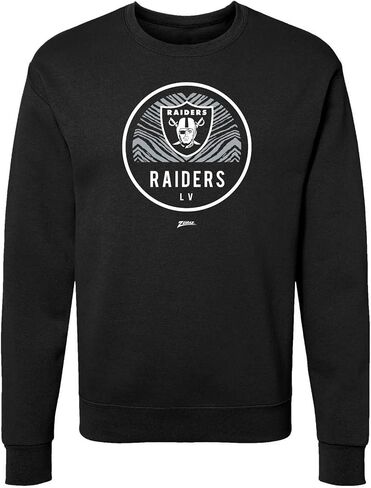 Zubaz NFL Unisex Adult Men's & Women's Pullover Fleece Crew Neck Sweatshirt - Oatmeal Heather, Black in Saudi Arabia