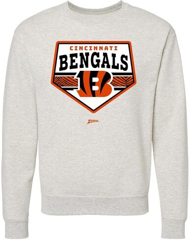 Zubaz NFL Unisex Adult Men's & Women's Pullover Fleece Crew Neck Sweatshirt - Oatmeal Heather, Black in Saudi Arabia