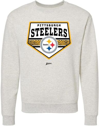 Zubaz NFL Unisex Adult Men's & Women's Pullover Fleece Crew Neck Sweatshirt - Oatmeal Heather, Black in Saudi Arabia