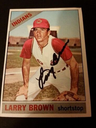 Larry Brown Indians 1966 Topps #16 Rangers Authentic Signed Autograph JG2 - MLB Autographed Baseball Cards in Kuwait