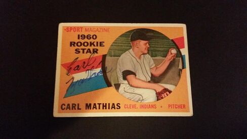 Carl Mathias Indians 1960 Topps #139 Senators Authentic Signed Autograph FB15 - Autographed Baseball Cards in Saudi Arabia