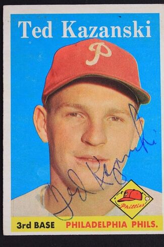 Ted Kazanski Philies توقيع 1958 Topps #36 بطاقة موقعة JSA أصيلة - بطاقات موقعة البيسبول in Saudi Arabia