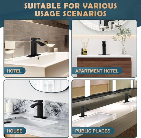 Herogo Waterfall Bathroom Faucet غير لامع ، حنفيات الحمام للحوض 1 أو 3 ثقب مع صرف منبثقة من النحاس ، الفولاذ المقاوم للصدأ مقبض الخلاط الفار in Saudi Arabia